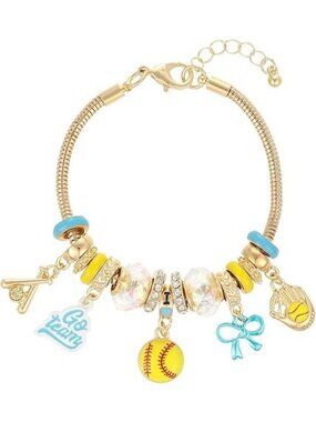 Softball Sport Bracelet for Women Cute Game Day Adjustable Snake Chain Bracelet